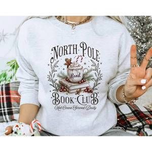 NEW KISSED APPAREL north pole book club sweatshirt in ash